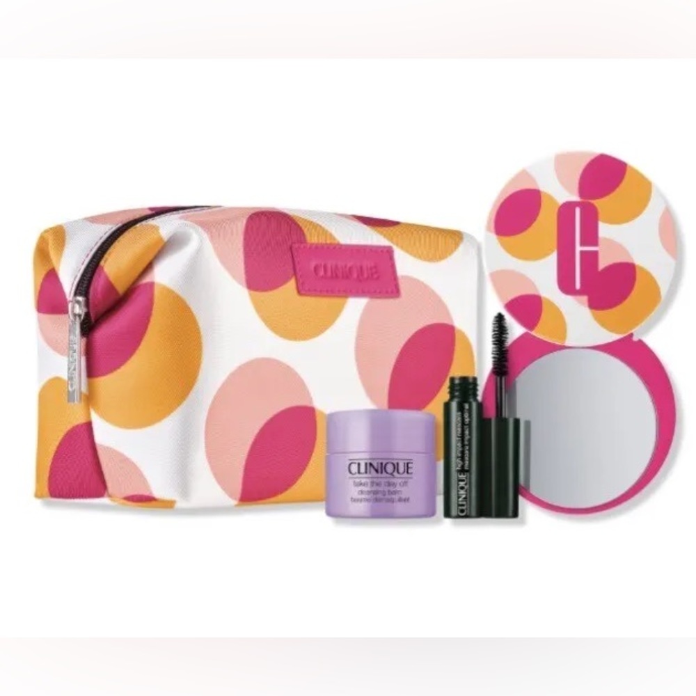 DISCONTINUED Clinique beauty set orange, pink, and white design